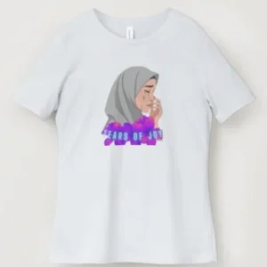 Tears of Joy Women's Inspirational T-Shirt – Floral Hijab Woman Graphic Tee – Meaningful Gift for Mum, Sister, Friend, Graduation, Birthday, Eid & Special Celebration